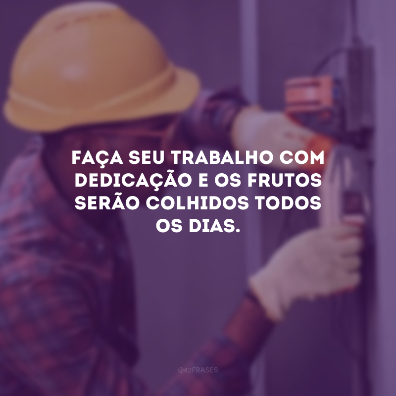 Faça seu trabalho com dedicação e os frutos serão colhidos todos os dias.