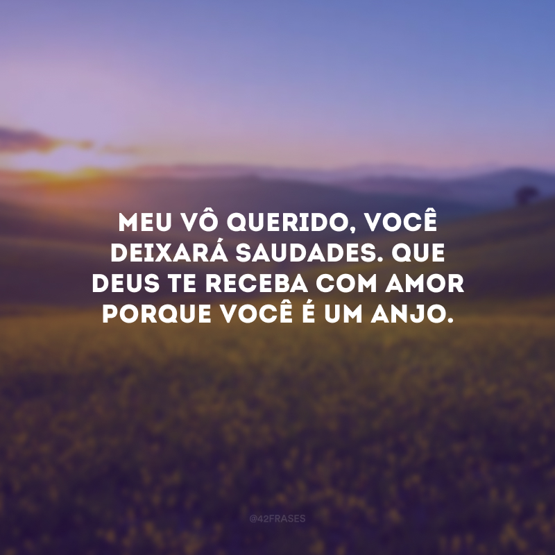 Meu vô querido, você deixará saudades. Que Deus te receba com amor porque você é um anjo.