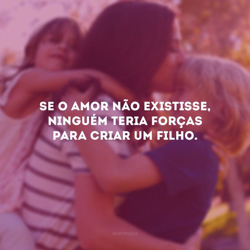 Se o amor não existisse, ninguém teria forças para criar um filho.