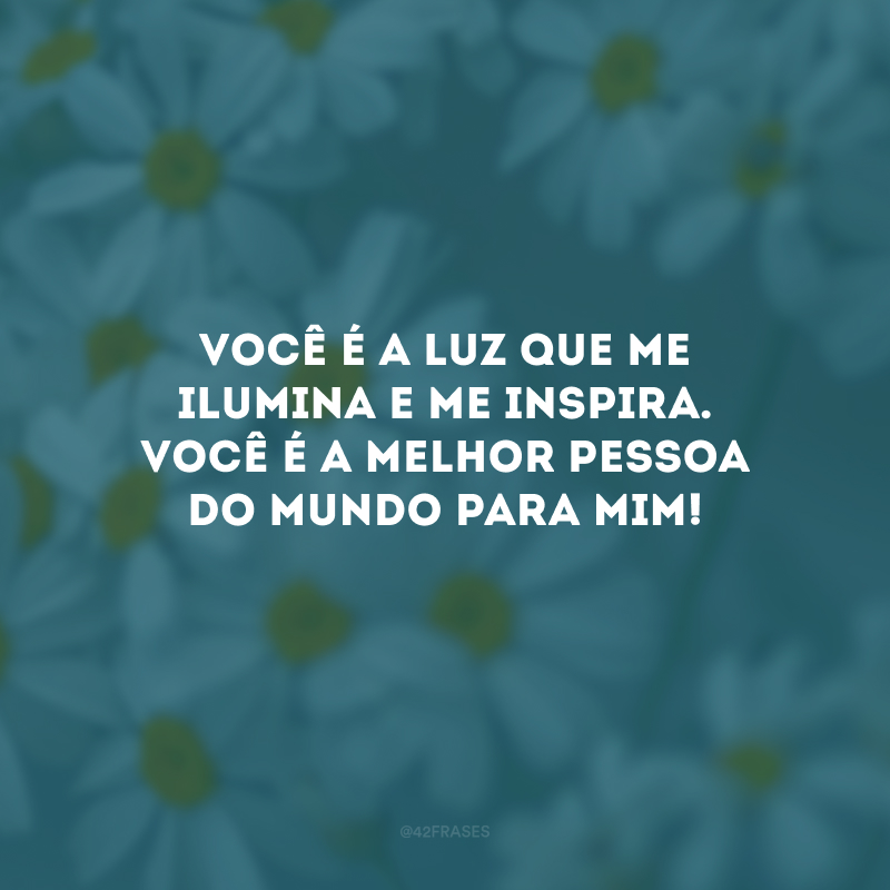 Você é a luz que me ilumina e me inspira. Você é a melhor pessoa do mundo para mim!