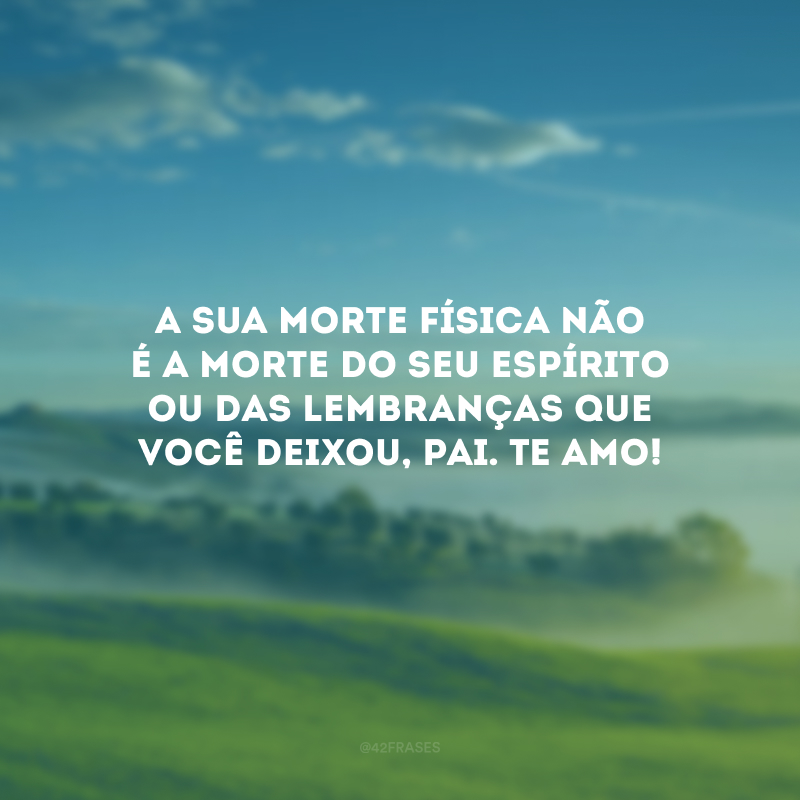 A sua morte física não é a morte do seu espírito ou das lembranças que você deixou, pai. Te amo!