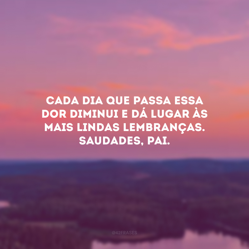 Cada dia que passa essa dor diminui e dá lugar às mais lindas lembranças. Saudades, pai.