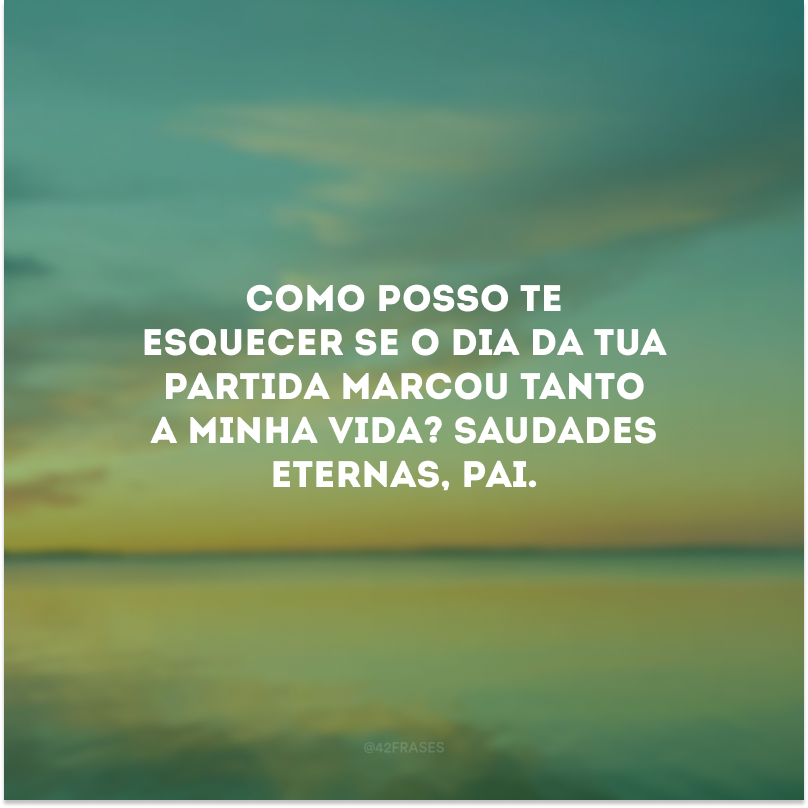 Como posso te esquecer se o dia da tua partida marcou tanto a minha vida? Saudades eternas, pai.