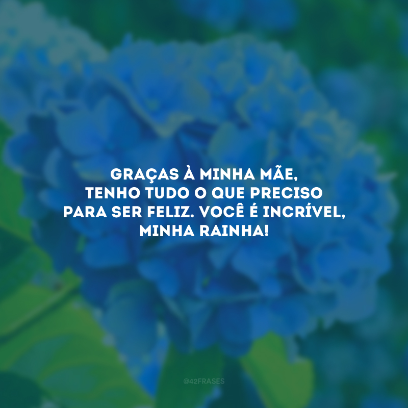 Graças à minha mãe, tenho tudo o que preciso para ser feliz. Você é incrível, minha rainha! 