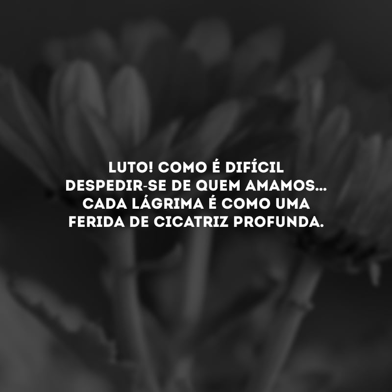 Luto! Como é difícil despedir-se de quem amamos… Cada lágrima é como uma ferida de cicatriz profunda.