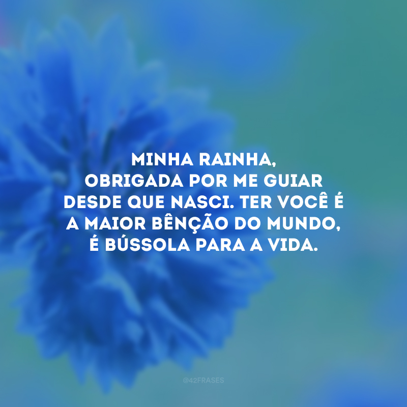 Minha rainha, obrigada por me guiar desde que nasci. Ter você é a maior bênção do mundo, é bússola para a vida.