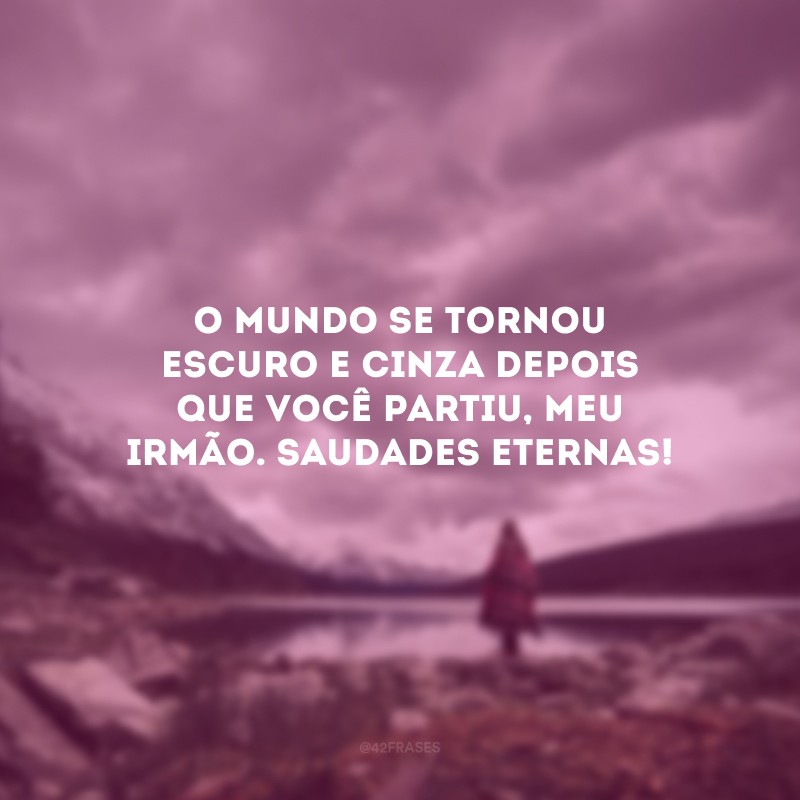 O mundo se tornou escuro e cinza depois que você partiu, meu irmão. Saudades eternas! 