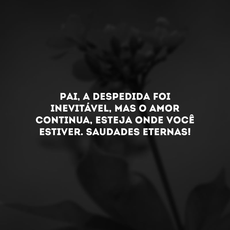 Pai, a despedida foi inevitável, mas o amor continua, esteja onde você estiver. Saudades eternas!