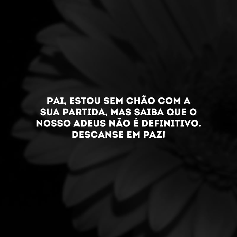 Pai, estou sem chão com a sua partida, mas saiba que o nosso adeus não é definitivo. Descanse em paz!