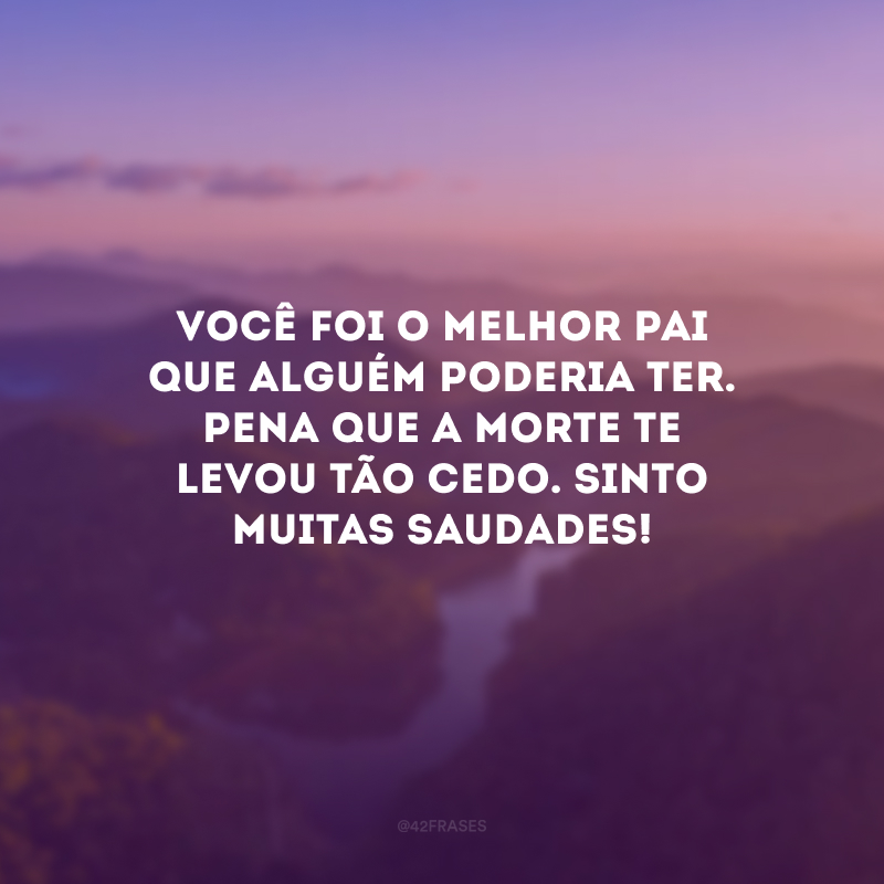 Você foi o melhor pai que alguém poderia ter. Pena que a morte te levou tão cedo. Sinto muitas saudades!