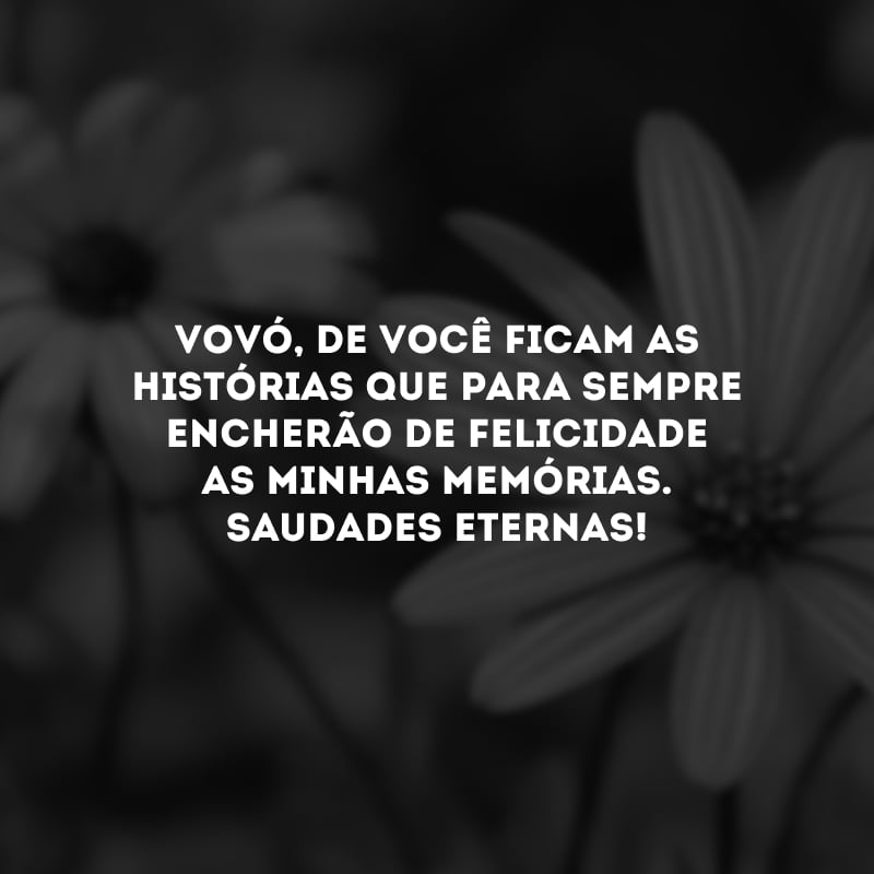 Vovó, de você ficam as histórias que para sempre encherão de felicidade as minhas memórias. Saudades eternas!