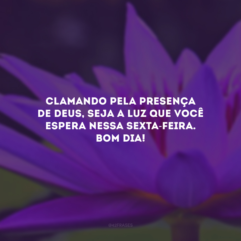 Clamando pela presença de Deus, seja a luz que você espera nessa sexta-feira. Bom dia!