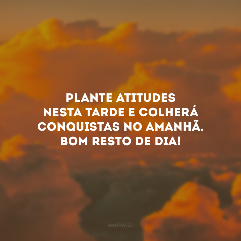 Plante atitudes nesta tarde e colherá conquistas no amanhã. Bom resto de dia!