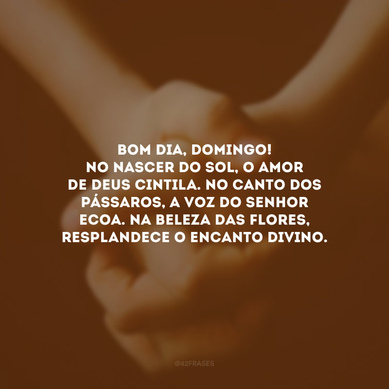 Bom dia, domingo! No nascer do sol, o amor de Deus cintila. No canto dos pássaros, a voz do Senhor ecoa. Na beleza das flores, resplandece o encanto divino.