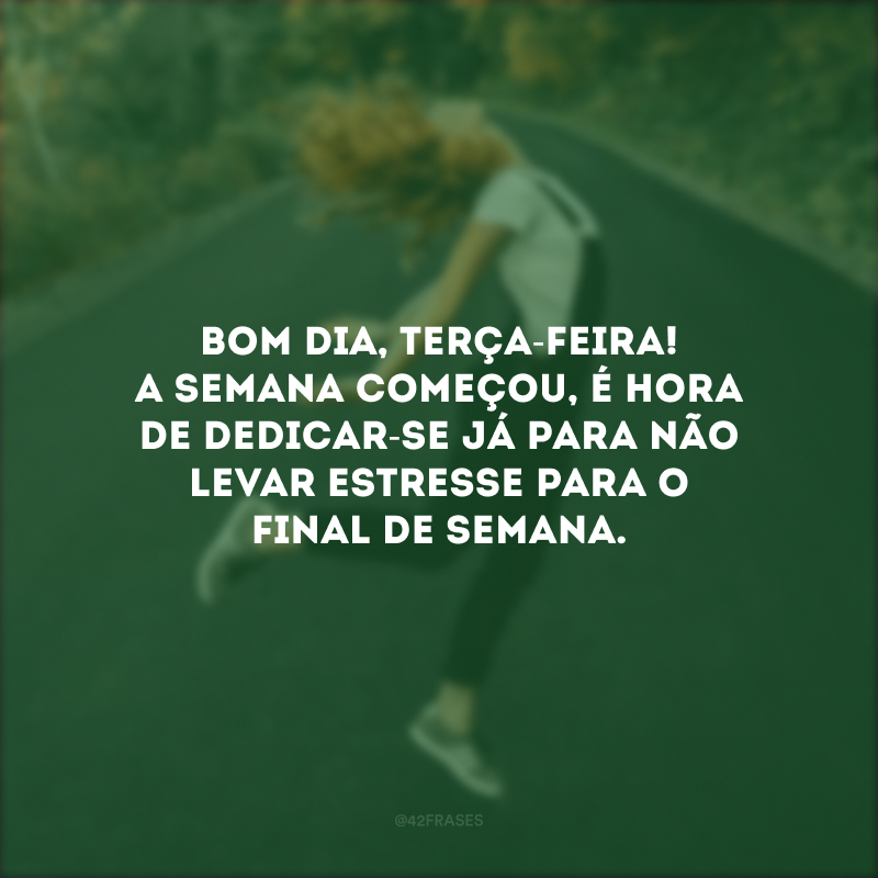 Bom dia, terça-feira! A semana começou, é hora de dedicar-se já para não levar estresse para o final de semana.