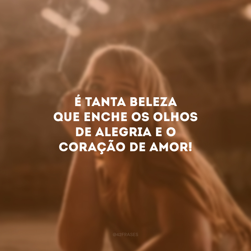 É tanta beleza que enche os olhos de alegria e o coração de amor!