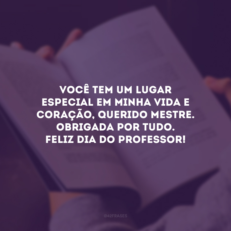 Você tem um lugar especial em minha vida e coração, querido mestre. Obrigada por tudo. Feliz Dia do Professor!