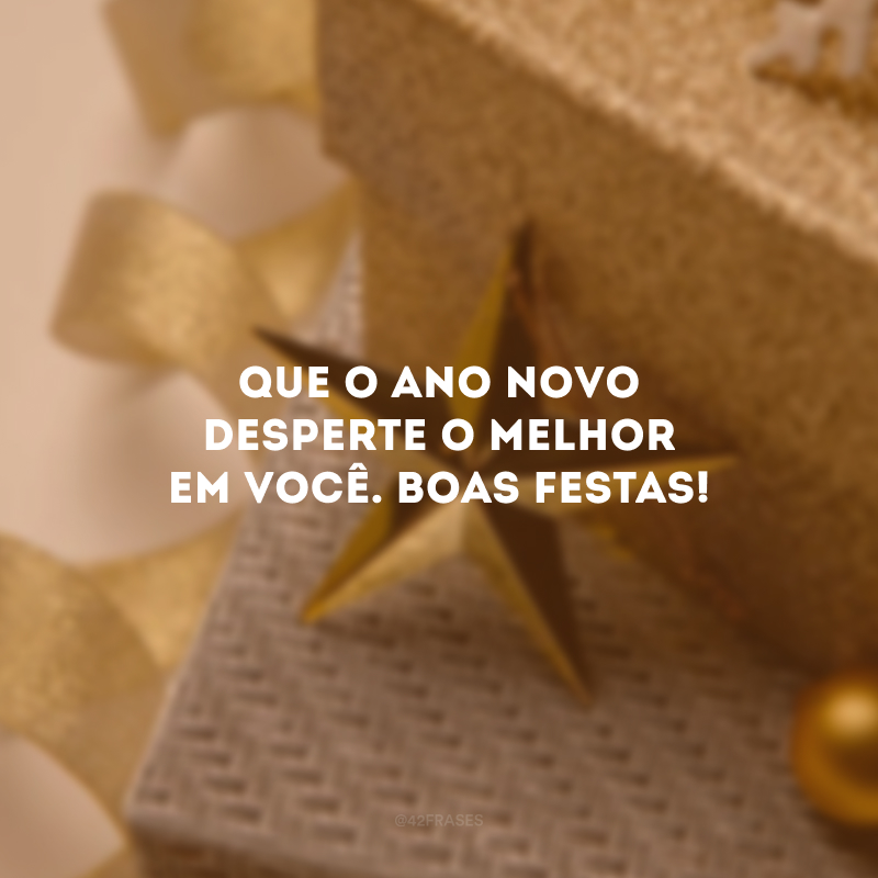 Que o Ano Novo desperte o melhor em você. Boas Festas! 