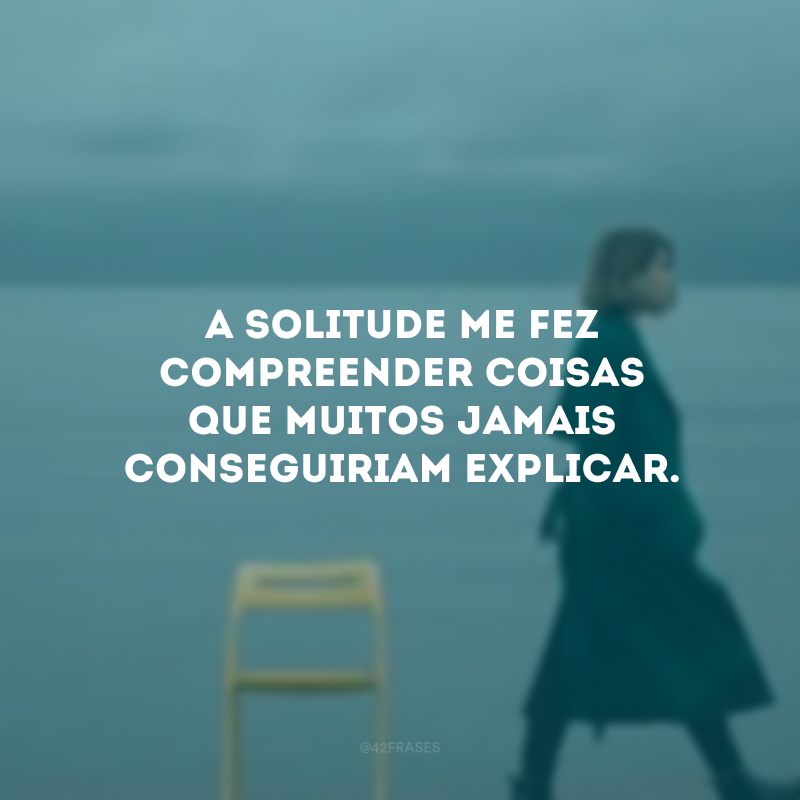 A solitude me fez compreender coisas que muitos jamais conseguiriam explicar. 