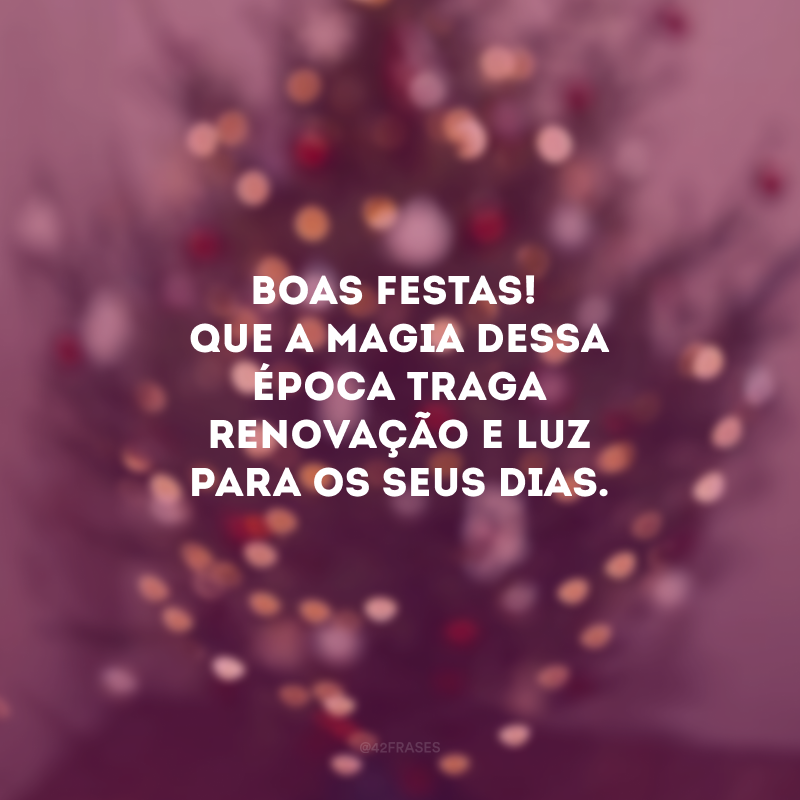 Boas Festas! Que a magia dessa época traga renovação e luz para os seus dias. 