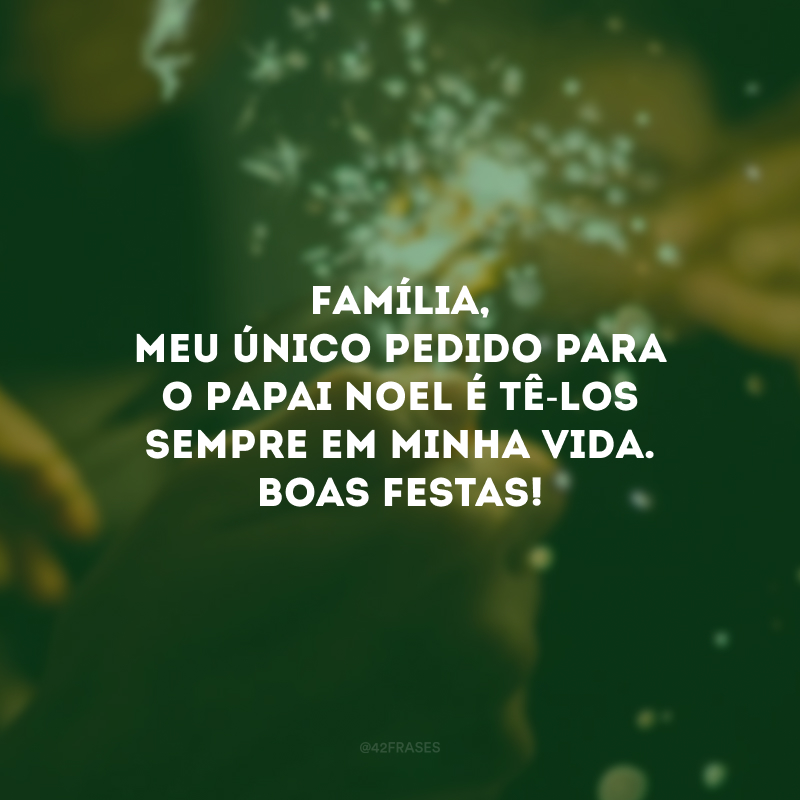 Família, meu único pedido para o Papai Noel é tê-los sempre em minha vida. Boas Festas! 