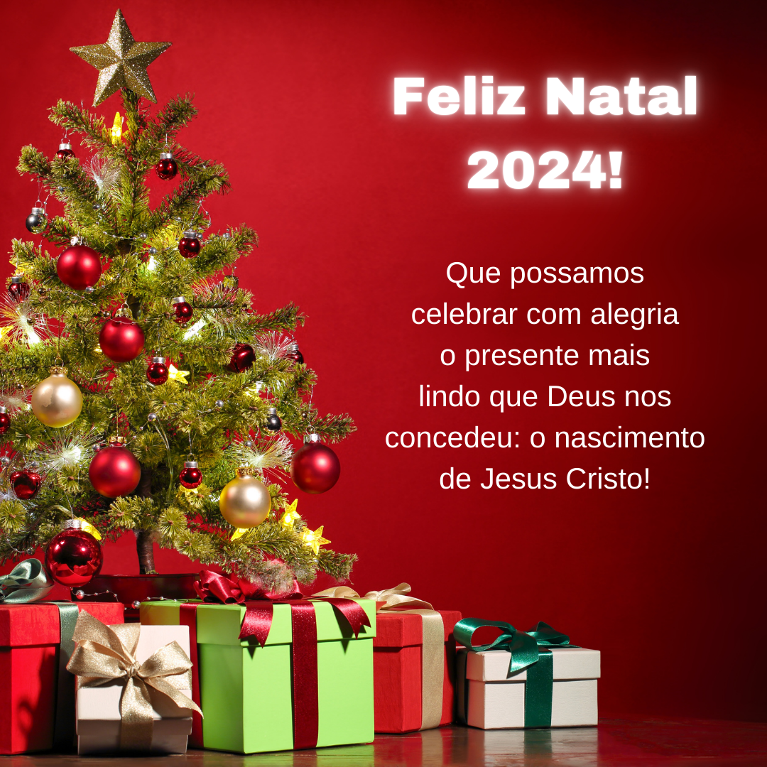 Feliz Natal 2024! Que possamos celebrar com alegria o presente mais lindo que Deus nos concedeu: o nascimento de Jesus Cristo!