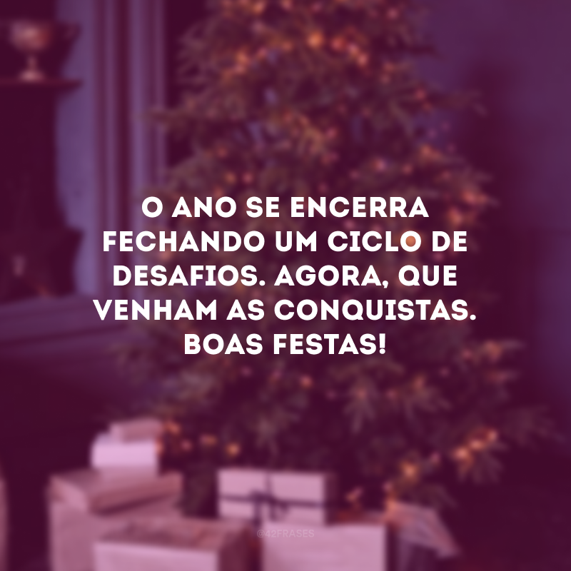 O ano se encerra fechando um ciclo de desafios. Agora, que venham as conquistas. Boas Festas! 