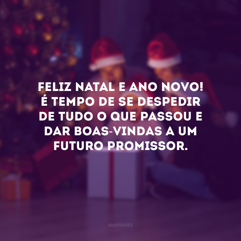 Feliz Natal e Ano Novo! É tempo de se despedir de tudo o que passou e dar boas-vindas a um futuro promissor.