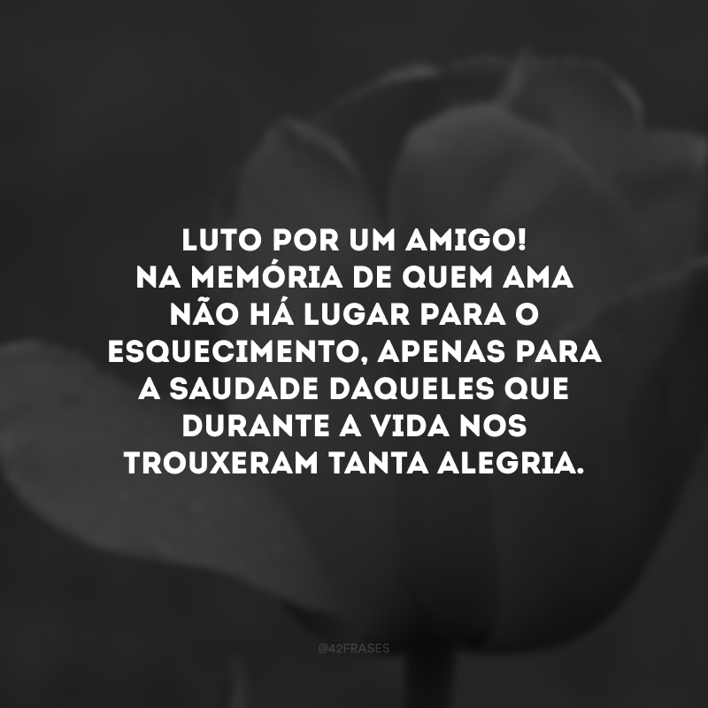 Luto por um amigo! Na memória de quem ama não há lugar para o esquecimento, apenas para a saudade daqueles que durante a vida nos trouxeram tanta alegria.