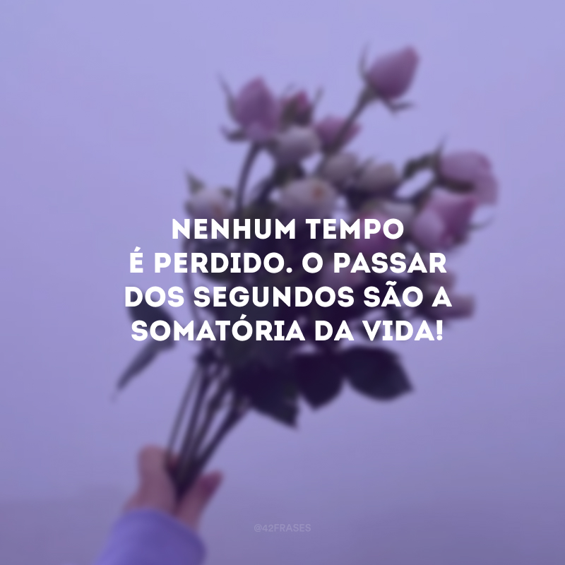 Nenhum tempo é perdido. O passar dos segundos são a somatória da vida!