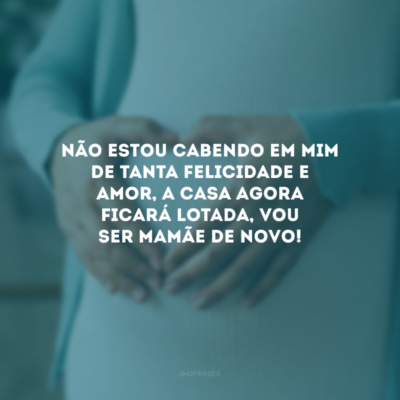 Não estou cabendo em mim de tanta felicidade e amor, a casa agora ficará lotada, vou ser mamãe de novo! 