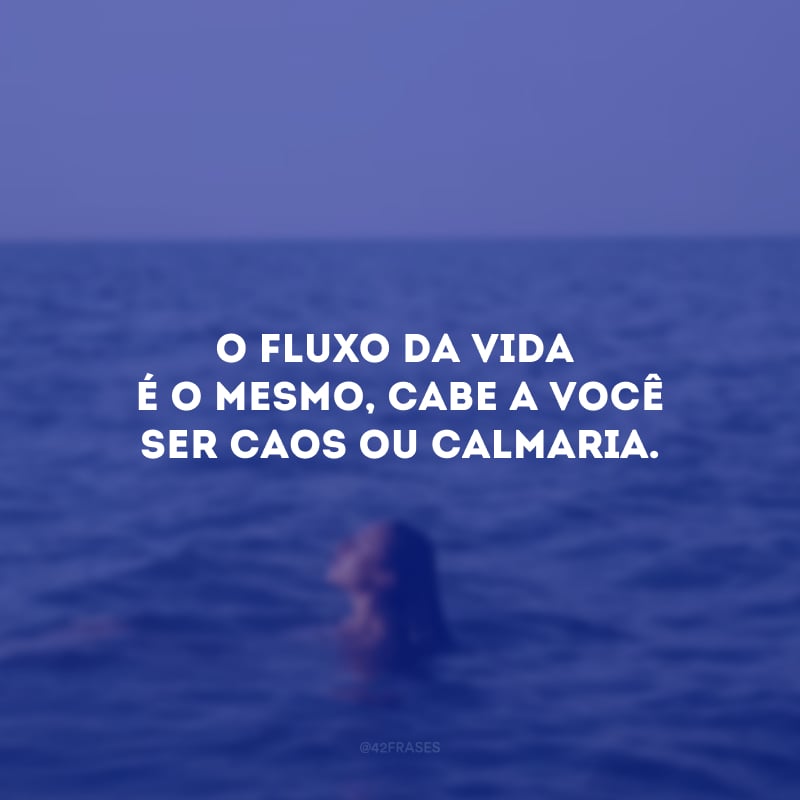 O fluxo da vida é o mesmo, cabe a você ser caos ou calmaria.