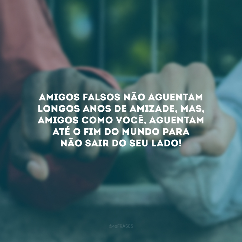 Amigos falsos não aguentam longos anos de amizade, mas, amigos como você, aguentam até o fim do mundo para não sair do seu lado!