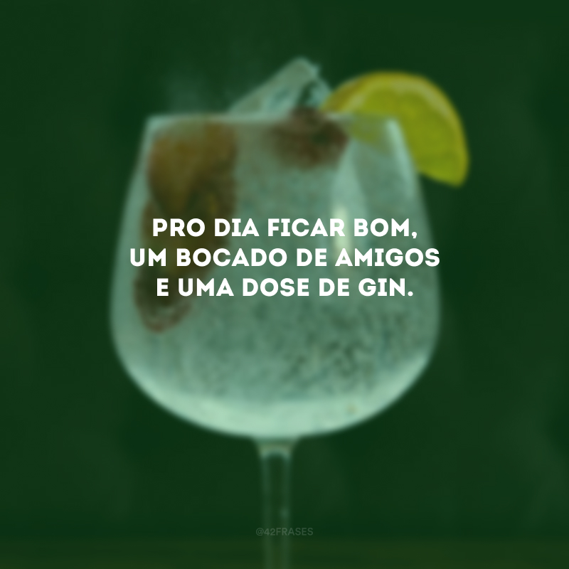 Pro dia ficar bom, um bocado de amigos e uma dose de gin. 