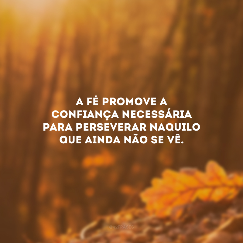 A fé promove a confiança necessária para perseverar naquilo que ainda não se vê.