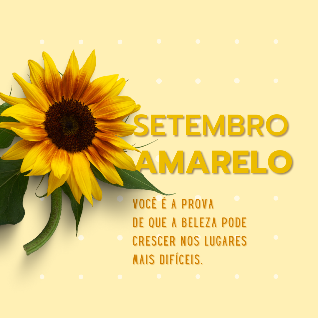 Setembro Amarelo: você é a prova de que a beleza pode crescer nos lugares mais difíceis.
