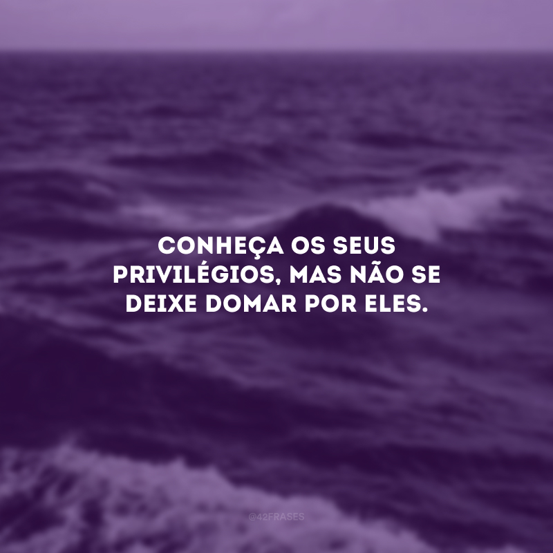 Conheça os seus privilégios, mas não se deixe domar por eles.