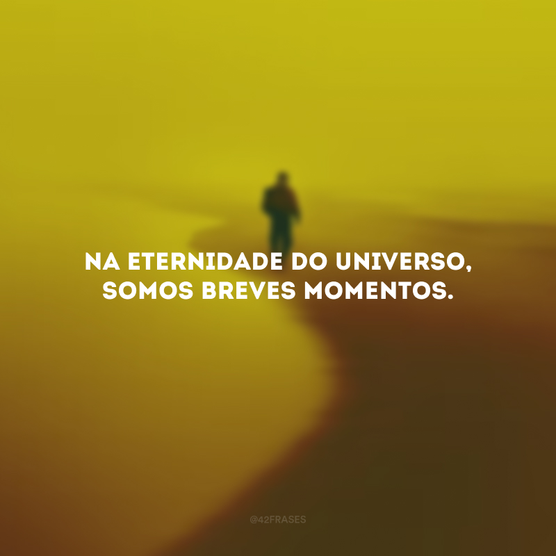 Na eternidade do universo, somos breves momentos. 