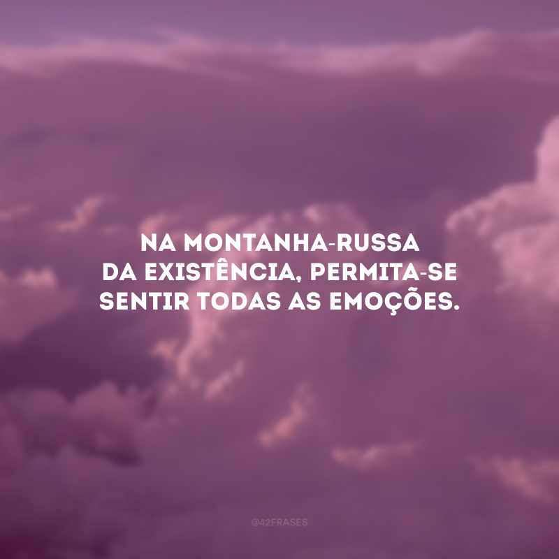 Na montanha-russa da existência, permita-se sentir todas as emoções. 