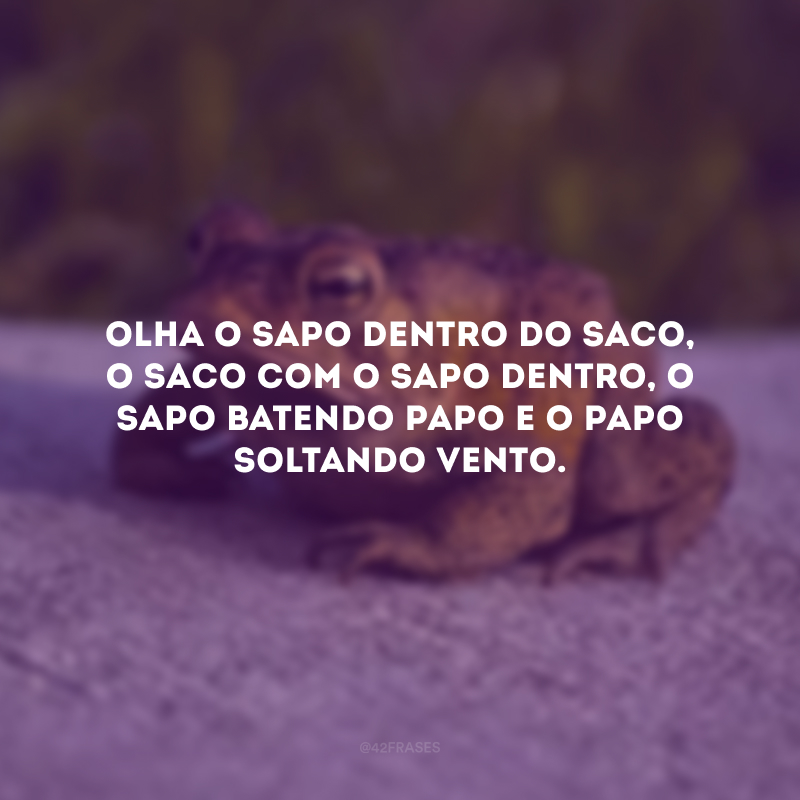 Olha o sapo dentro do saco, o saco com o sapo dentro, o sapo batendo papo e o papo soltando vento.